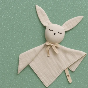 Zola Collection organik çocuk bebebek tavşan uyku arkadaşı krem renngi% pamuklu müslin organik kumaş