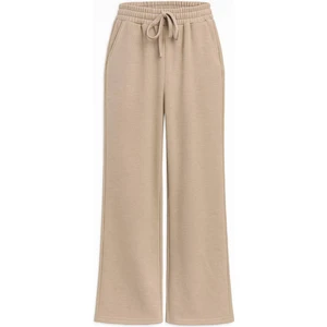 4782 Kadın Beli Lastikli Selanik Palazzo Pantolon Vizon