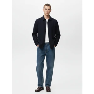 Uzun Kollu Önü Düğmeli Basic Lacivert Gömlek