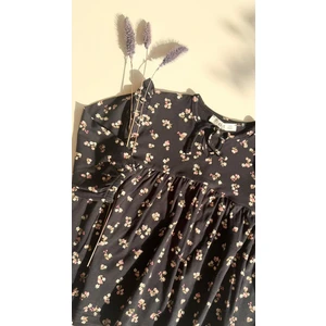 Desenli Mevsimlik Elbise 1-7 Yaş Siyah
