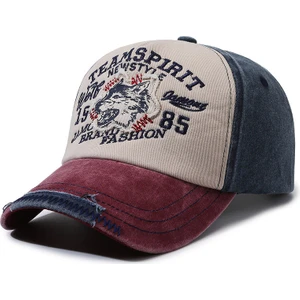 Kurt Nakışlı Vintage Eskitme Pamuklu Kot Şapka