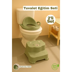 Funny Life 2'li Tuvalet Eğitim Seti - Basamaklı Çocuk Taburesi ve Kulplu Klozet Adaptörü