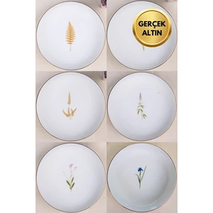 Tabak Evi Porselen Natura Karma Altın Yaldız Çukur Tabak 18,50CM 6 Lı