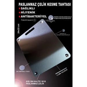 304 Kalite Paslanmaz Çelik Kesme Tahtası – Antibakteriyel - Hijyenik  (Kendinden Gömme Ayaklı)