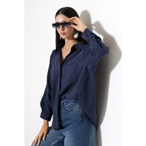 Tek Cep Modal Oversize Kadın Gömlek