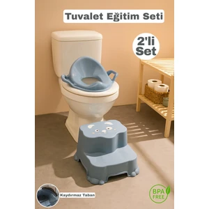 Funny Life 2'li Tuvalet Eğitim Seti - Basamaklı Çocuk Taburesi ve Kulplu Klozet Adaptörü