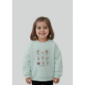 Kız Çocuk Çiçek Nakışlı Sweatshirt