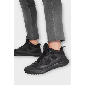 Deri Görünümlü Erkek Trekking & Outdoor Bot Ayakkabı Siyah