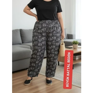 Kadın  Bayan Büyük  Battal  Extra Jumbo Beden Viskon Penye Kumaş  1  Yan Cepli Pantolon Eşofman Altı Pijama Altı 130 Kilograma Kadar Olur Bol  Likralı Esneyen Kumaş Bel Lastikli Süs Bagcıklı