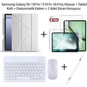 Yesnıce Samsung Galaxy S10 Fe / S9 Fe / S9 10.9 Inç Uyumlu Standlı Kılıf ve Dokunmatik Kalem ve Klavye ve Mouse