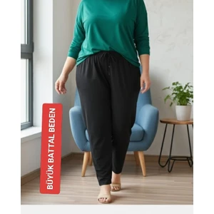 Kadın  Bayan Büyük  Battal  Extra Turbo Jumbo Beden Viskon Süet  Penye Kumaş  2 Yan Cep  Pantolon Eşofman Altı Pijama Altı 150 Kilograma Kadar Olur Bol  Likralı Esneyen Kumaş Bel Lastikli Süs Bagcıklı