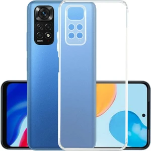 Caseart Xiaomi Redmi Note 11 ile Uyumlu Kapak Kamera Korumalı Şarj Yeri Tıpalı Şeffaf Silikon Kılıf