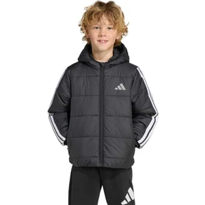 Adidas Essentials 3 Stripes Çocuk Siyah Kapüşonlu Ceket