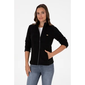 U.S. Polo Assn. Kadın Siyah Fermuarlı Dik Yaka Polar Sweatshirt 50316729-VR046