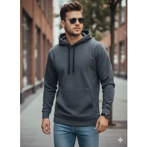 Antrasit Kapüşonlu Erkek Sweatshirt