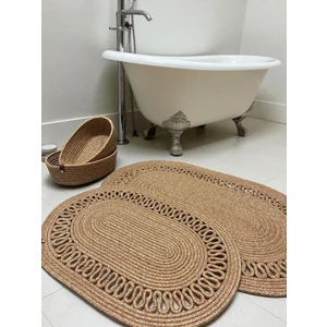 Terra 4’lü Banyo Seti – 2’li Oval Paspas & 2’li Oval Sepet, Doğal Halat Dokuma, El Yapımı - Premium