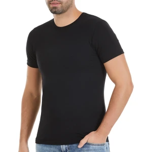 Yıldız Çamaşır Erkek 3'lü Siyah Sıfır Yaka Kısa Kol Likralı Atlet Tişört