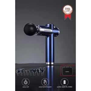 N3 Mavi Darbeli Titreşimli Masaj Tabancası Güçlü 1800MAH Şarjlı 8 Başlıklı Egzersiz Aleti