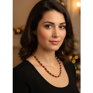 Kırmızı ve Yeşil Kristal Boncuk Kolye