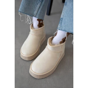 Duxal Shoes Mini Süet Içi Kürklü Kalın Taban Kadın Bot