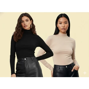 Triya Fashion Uzun Kollu 2'li Kadın Balıkçı Yaka Badi