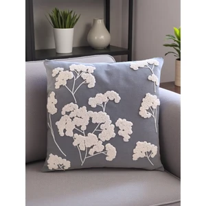 Nunu Teks Çiçek Desenli Punch Nakışlı Kırlent Kılıfı