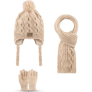 4-8 Yaş 3'lü Takım Erkek Atkı, Eldiven ve Şapka Set Içi Polarlı