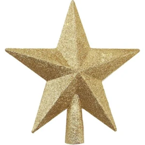 Yılbaşı Ağaç Tepeliği (20 cm) - ALTIN Simli ve Yıldız Dolgulu Büyük Boy Lüks Çam Ağacı Dekorasyonu