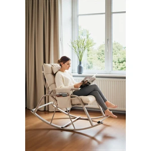 Dicle Cepli Pofuduk Minderli Sallanan Sandalye Tv Koltuğu Krem