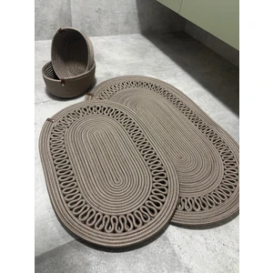 Terra 4’lü Banyo Seti – 2’li Oval Paspas & 2’li Oval Sepet, Doğal Halat Dokuma, El Yapımı - Premium