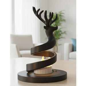 3D Tasarım Geyik Figürlü Spiral Gece Lambası – Dekoratif LED Işık