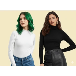 Triya Fashion Uzun Kollu 2'li Kadın Balıkçı Yaka Badi