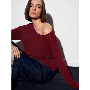 10706 Oval Yaka Dökümlü Kazak-Koyu Bordo