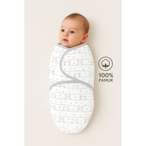 %100 Pamuk Bebek Kundak Battaniyesi - Cırt Cırtlı, 0-4 Ay, Nefes Alabilen Penye Kumaş