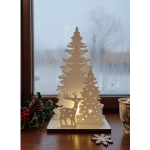 NG Dizayn Yılbaşı Süsleri Lamba Gece Geyik ve Ağaç Sahne Işığı Ahşap