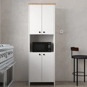 4 Kapaklı Raflı Çok Amaçlı Mikrodalga Bölmeli Mutfak Dolabı Kiler Dolabı