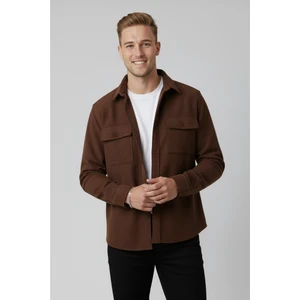 Kiremit Cepli Likralı Kadife Kumaş Rahat Kesim Erkek Gömlek – Yumuşak Dokulu, Şık Tasarım Gömlek 2600759