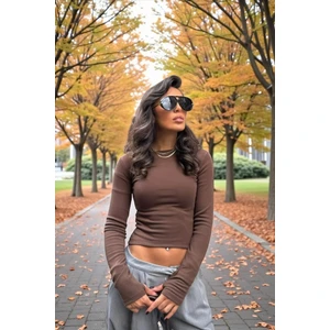 Windy Island Kadın Bisiklet Yaka Parmak Geçirmeli Slim Fit Likralı Bluz