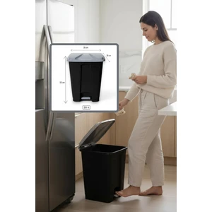 Slim Pedallı Çöp Kovası 30 Lt Gri -Siyah - Hijyenik Ayaklı Çöp Tenekesi İç ve Dış MekanIç ve Dış Mekan