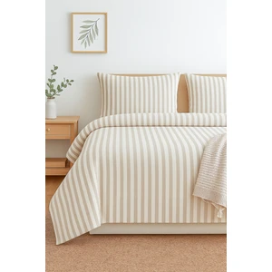 | Purelight | Boho Yıkamalı Iplik Boya Pamuklu Çift Kişilik Nevresim Takımı | 200X220CM | Kahverengi