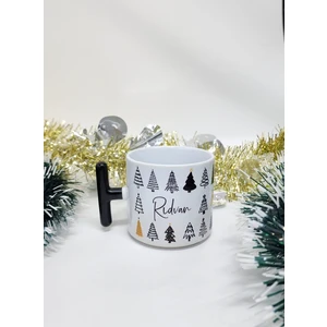 Happy Mountains Isme Özel Kişiye Özel Çam Ağacı Yılbaşı Temalı Happy New Year Design T Kupa Bardak Latte Fincanı