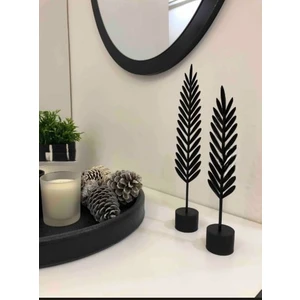 Artpera 3D Dekoratif Modern Tüy Yaprak Takımı - Black-Siyah