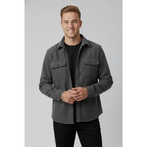 Füme Cepli Likralı Kadife Kumaş Rahat Kesim Erkek Gömlek – Yumuşak Dokulu, Şık Tasarım Gömlek 2600759