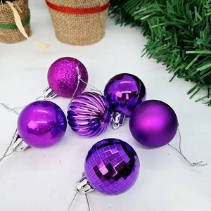 Yılbaşı Top Süs Mor 4cm 6lı Mat Parlak