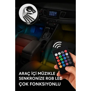 Rgb Araç Içi LED Aydınlatma Seti – Uzaktan Kumandalı, Müzik Modlu, 12V Çakmaklık Girişli