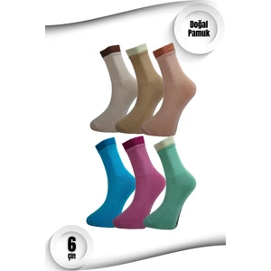 Kadın Spor Çorap 6'lı Set – Çift Lastik | Doğal Pamuk | Havlu Taban | Dikişsiz Çorap