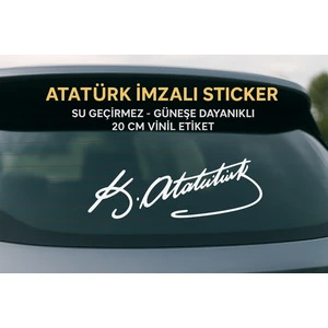 My Çiçekçim Beyaz 20 cm Kemal Atatürk Imza Sticker Araba, Oto Araç Sticker