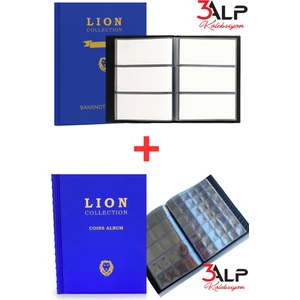 3Alp Koleksiyon Lion Büyük Albüm SET-120 Li Kağıt Para ve 372 Li Madeni Açık Paralar Için Albüm (2’li Set)
