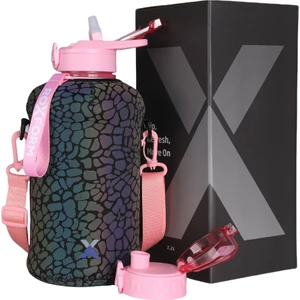 Suluk Matara 2200 Ml, Premium Pp Malzeme, Sağlıklı Bpa & Bps Içermez, Kılıflı, Çift Kapaklı, Koku Yapmaz, Sızdırmaz ve Dayanıklı, Leopar Kılıf, Pembe