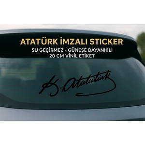 My Çiçekçim Beyaz 20 cm Kemal Atatürk Imza Sticker Araba, Oto Araç Sticker